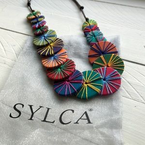Beautiful multi colored adjustable button style necklace - Sylca! New with bag!